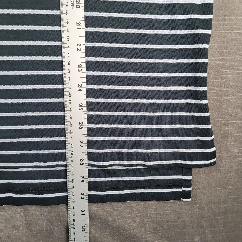 Polo‎ Ralph Lauren Vintage Polo Shirt Black White Blue Striped Mens Size Large
